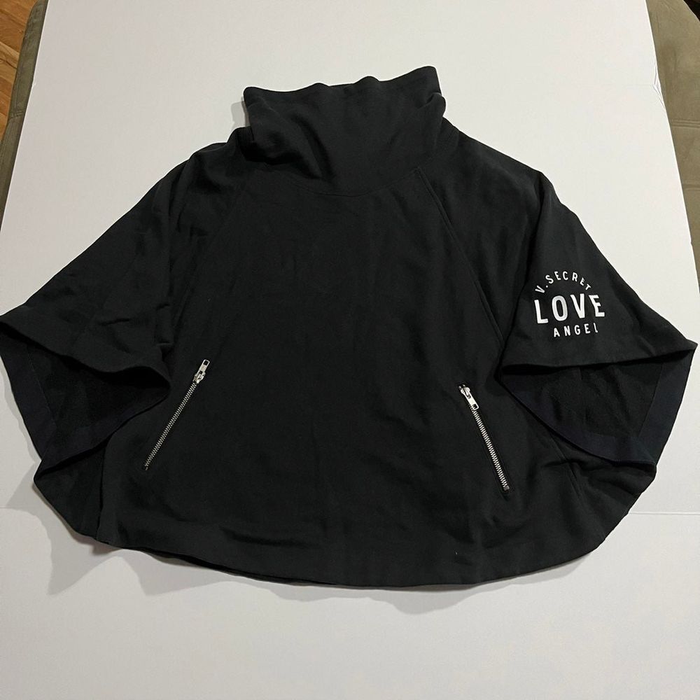 Victoria's‎ Secret Black Cowl Neck Cape Size small V. Secret LOVE Angel Pockets
